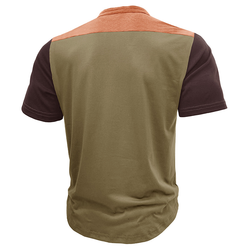 T-shirt à manches courtes et col montant pour homme, chemise Henley de sport de plein air pour homme, haut de fitness, t-shirt_voghion.com