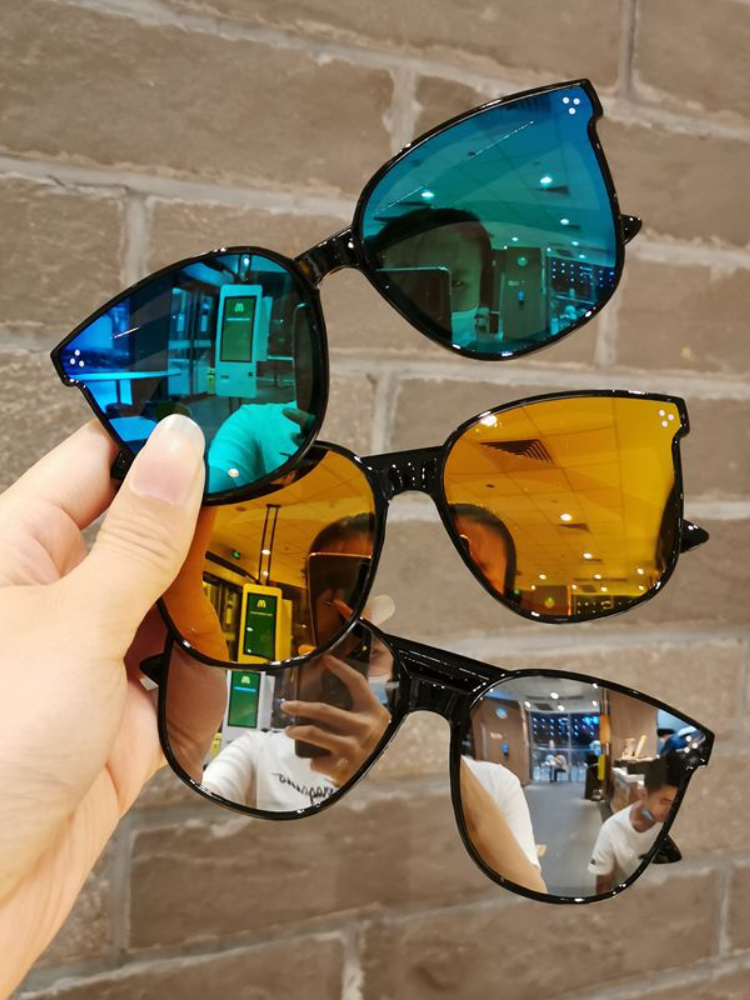 New Children Shape Round Sunglasses Girl Boy Shiny coating Double Color Vintage Sunglasses UV Protection Glasses Child_voghion.com