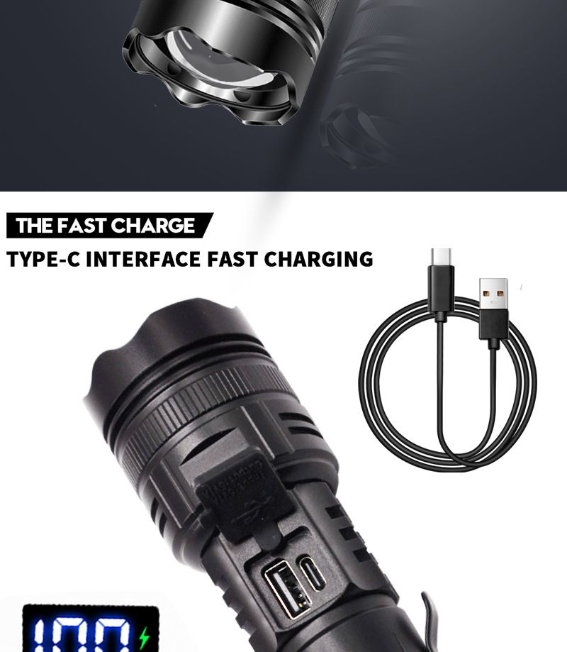 White Laser Patrol Outdoor Ultra-Bright Long-Range Zoom Portable Digital Power Bank Taschenlampe_voghion.com