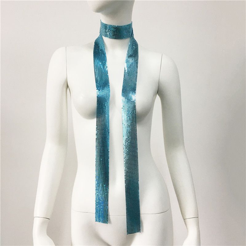 Modes aksesuāru aksesuāri Metāla fliteru kakla lentes šuvju apkakle Modes fliteru šalle sievietēm_voghion.com