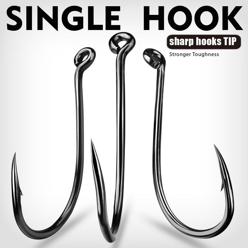 High Carbon Steel Octopus Crooked With Barbed Fish Bulk Cuttlefish Eagle Mouth Curved Handle Single Hook_voghion.com
