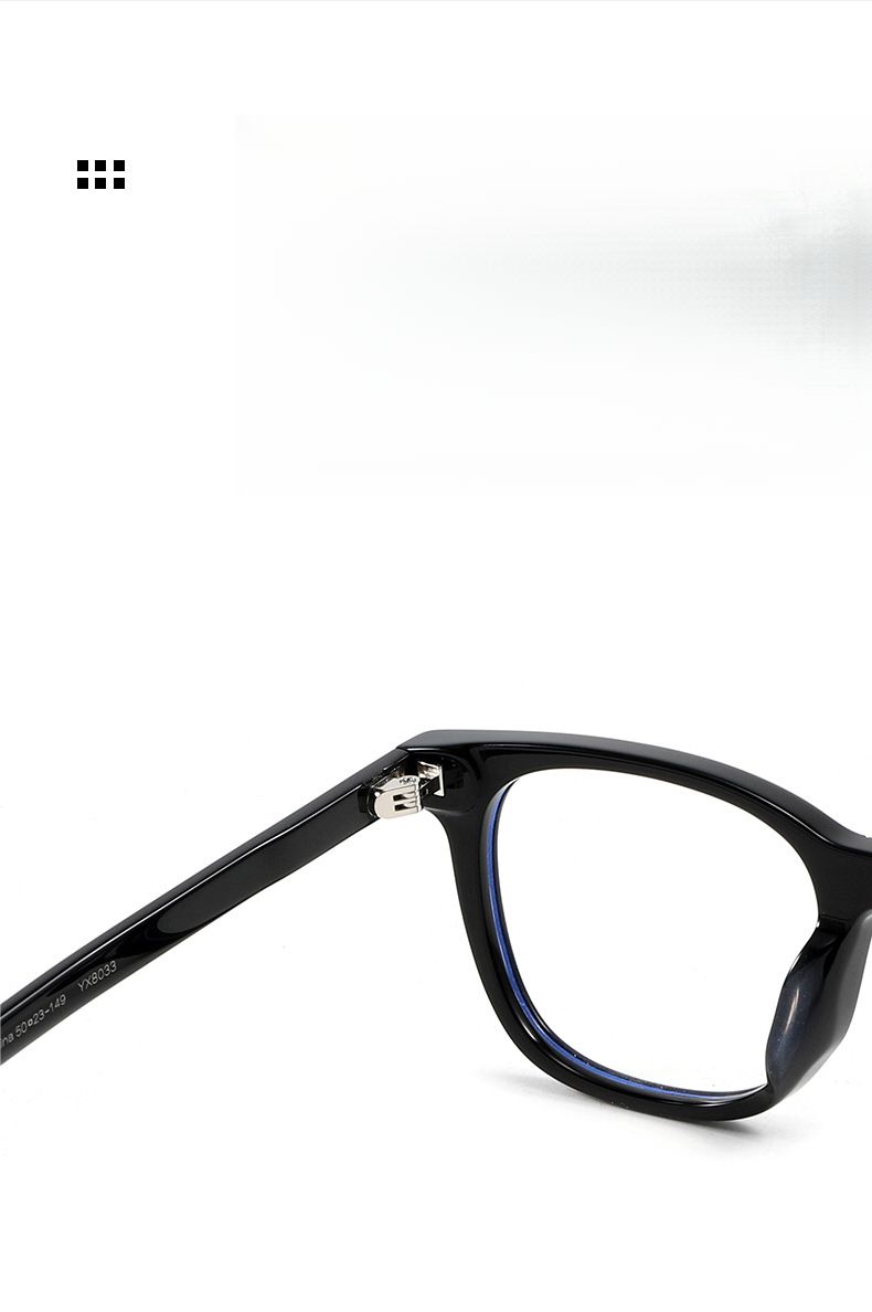 Women's Eyeglasses Frame, Black Acetate Large Frame, Slim Face, For Prescription Lenses, Blue_voghion.com