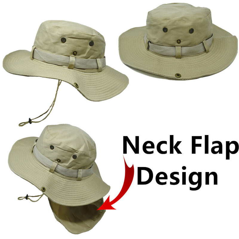 Men's and Women's Summer Bucket Hat Neck Cover Flip Sun Wide Edge Outdoor Hat_voghion.com
