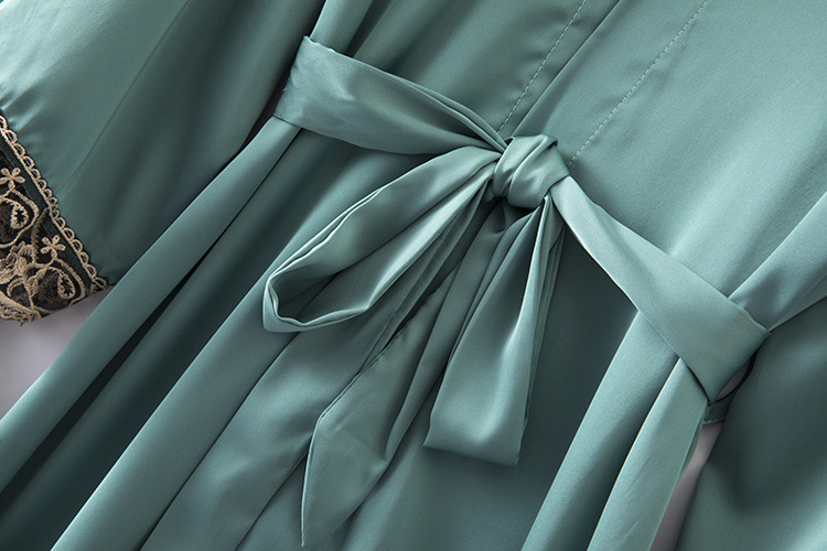 Pigiama da donna sexy in seta ghiacciata sottile, set da cinque pezzi con spalline, cuscinetto per il torace, camicia da notte a maniche lunghe, abbigliamento esterno in seta per la casa_voghion.com