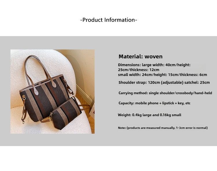 Einkaufstasche Canvas Streifen Große Kapazität Brieftasche Designer Damen Geldbörsen und Handtaschen Umhängetasche Schultertasche Handtasche Top Handle Bag_voghion.com
