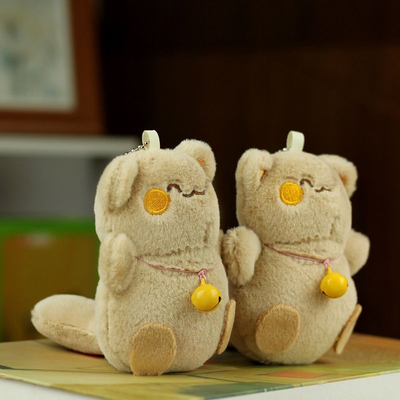Adorable Plush Mini Cat Toy Cute Stuffed Animal Keychain Bag Beige Charm Brown_voghion.com
