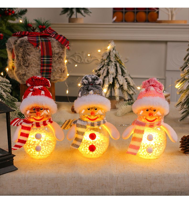 "Decorazione natalizia a forma di pupazzo di neve luminoso con luci a LED - Statuina creativa a forma di pupazzo di neve in barattolo trasparente e ornamento per l'albero di Natale_voghion.com