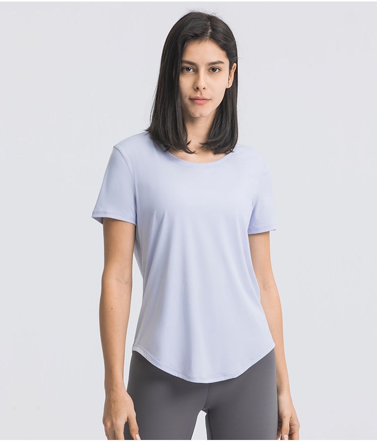 Tricou nou pentru alergare de vară pentru femei, top simplu și largi pentru yoga cu mâneci scurte, îmbrăcăminte sport ușoară și respirabilă pentru alergare și fitness_voghion.com