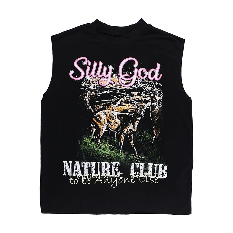 Women's Clothing style street fashion printed vest T-shirt_voghion.com