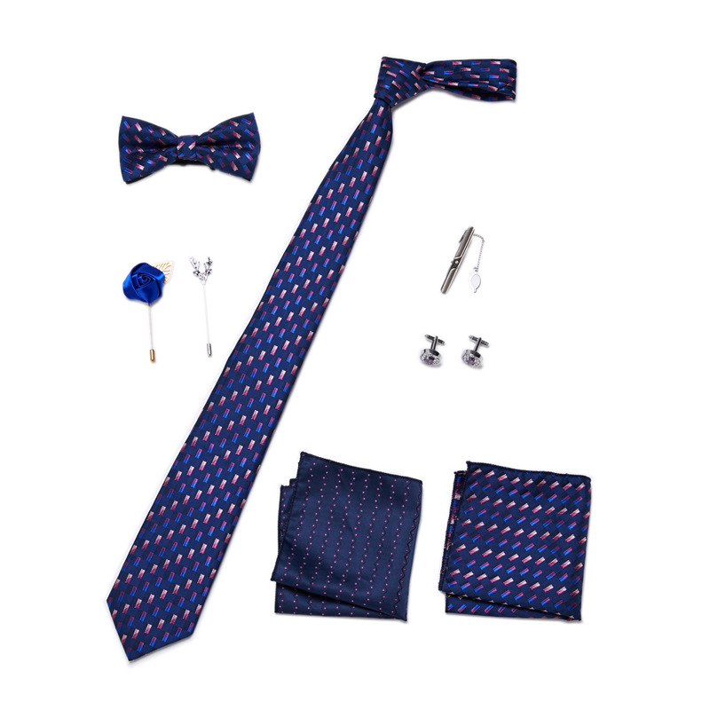 Men's Ties & Handkerchiefs fashionable business solid color flower tie square scarf 8-piece combination set_voghion.com