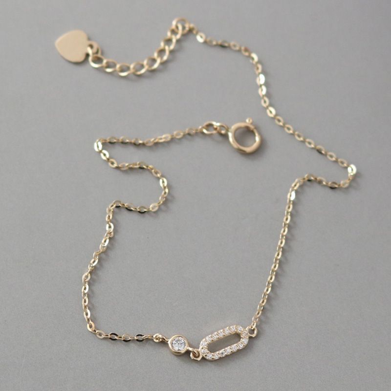 Bracciale da donna con diamanti placcati in argento sterling S925 14K, geometrico, lungo, leggero, di alta qualità, versatile, in stile Ins._voghion.com
