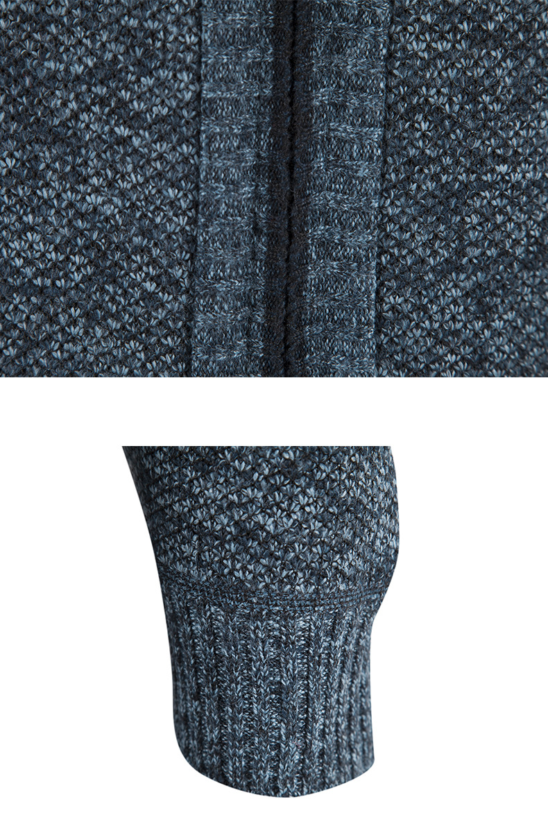 2023 autumn and winter new men's wool sweater cardigan coat sweater zipper stand collar sweater thickened top_voghion.com