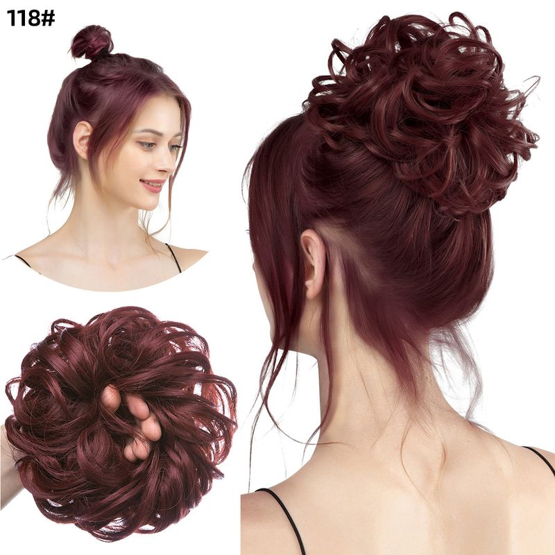 wig female flower bud ball head chemical fiber invisible fluffy natural long beard wig hair ring_voghion.com