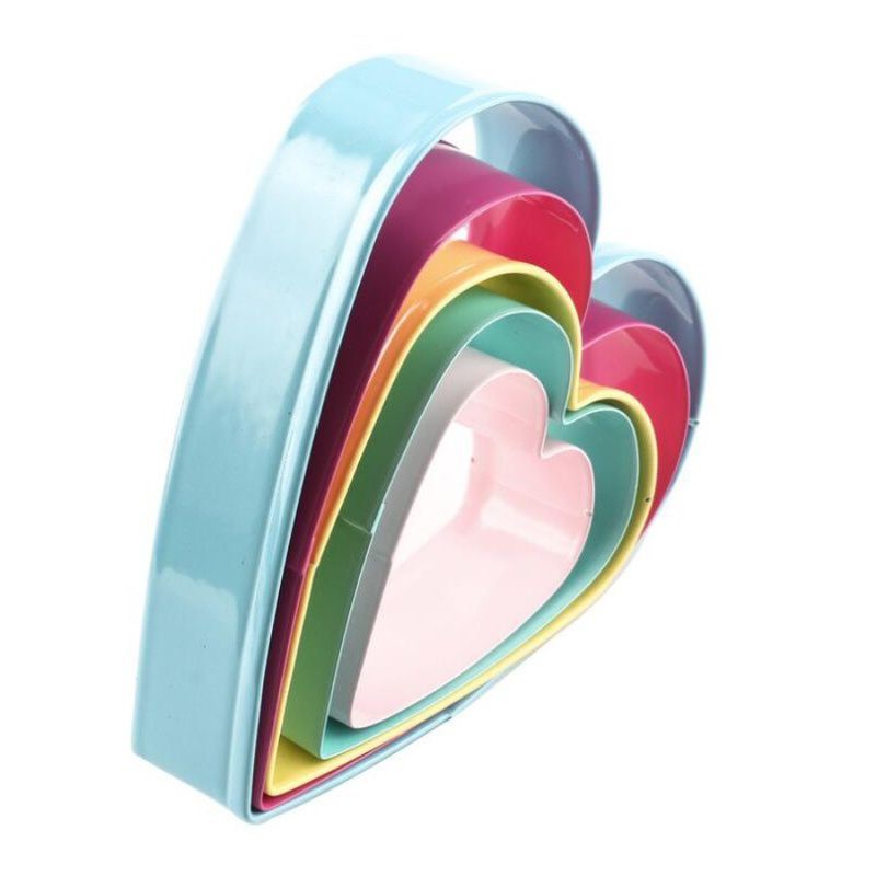 Stampo per torta fai da te in 3D a forma di cuore, stampo per cucina, glassa, 5 stampi per biscotti in acciaio, pasticceria, fondente, biscotti, set di gadget in acciaio inossidabile_voghion.com