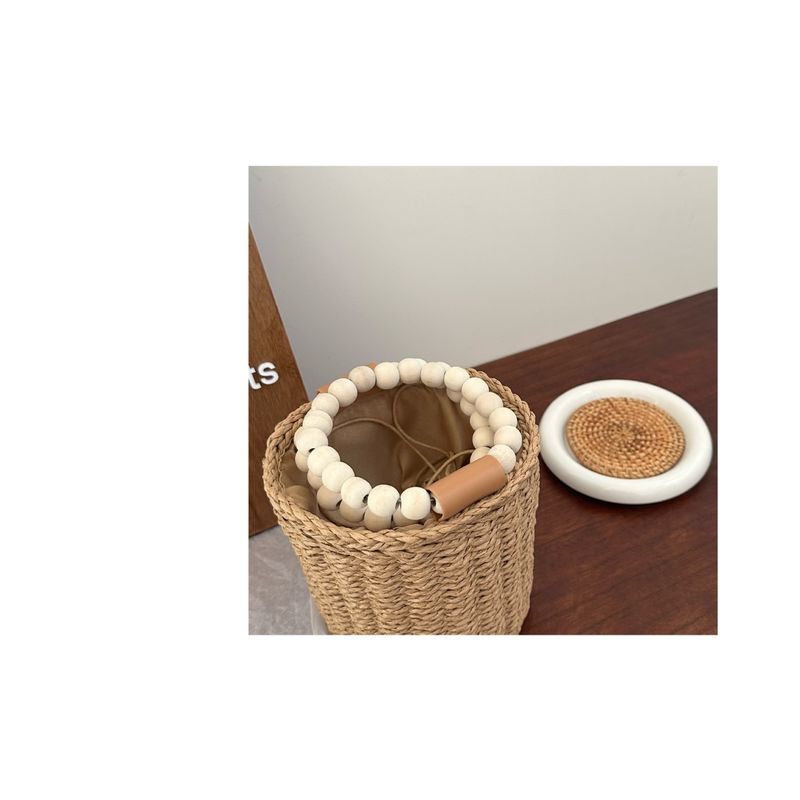 Borsa a secchiello da donna, borsa a tamburo alla moda, borsa intrecciata in corda di carta, borsa a secchiello Mori, borsa da spiaggia casual con coulisse, borsa da donna_voghion.com