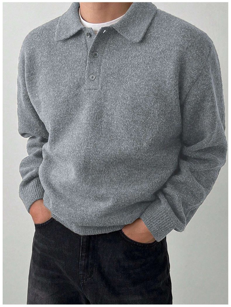 Maglione a collo alto da uomo – Pullover in maglia spessa con orlo a coste (grigio chiaro, nero, caffè, grigio scuro, marrone chiaro, verde oliva)_voghion.com