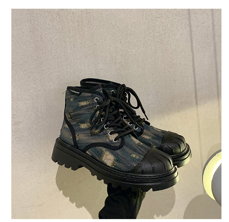 Shell Head Beggar Hole High Top Canvas Shoes Women S Autumn New Ins Trend Niche Thick Soled Martin Boots_voghion.com