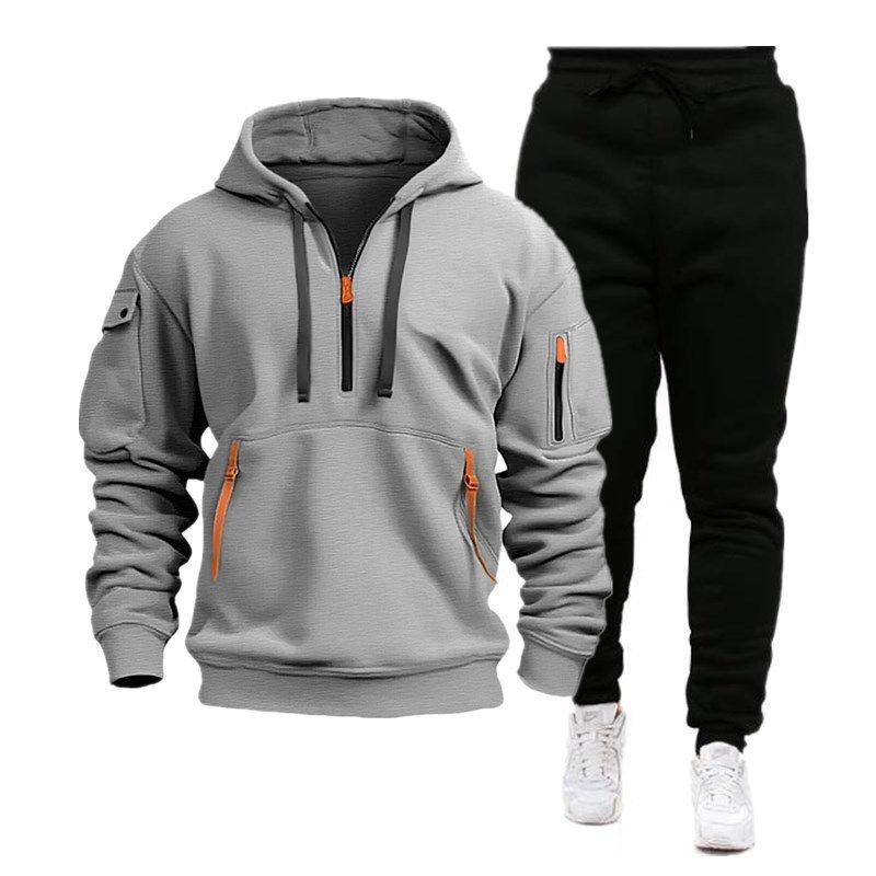 Men's sports hoodie suit zipper hoodie suit hoodie pant two sets_voghion.com