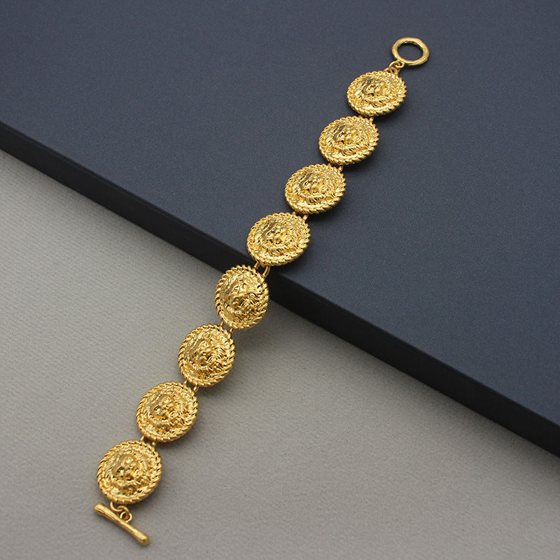 Women's Jewelry Ank classic lion set plain gold texture middle-aged cost-effective high-end antique jewelry 68 years of American re-engraving_voghion.com