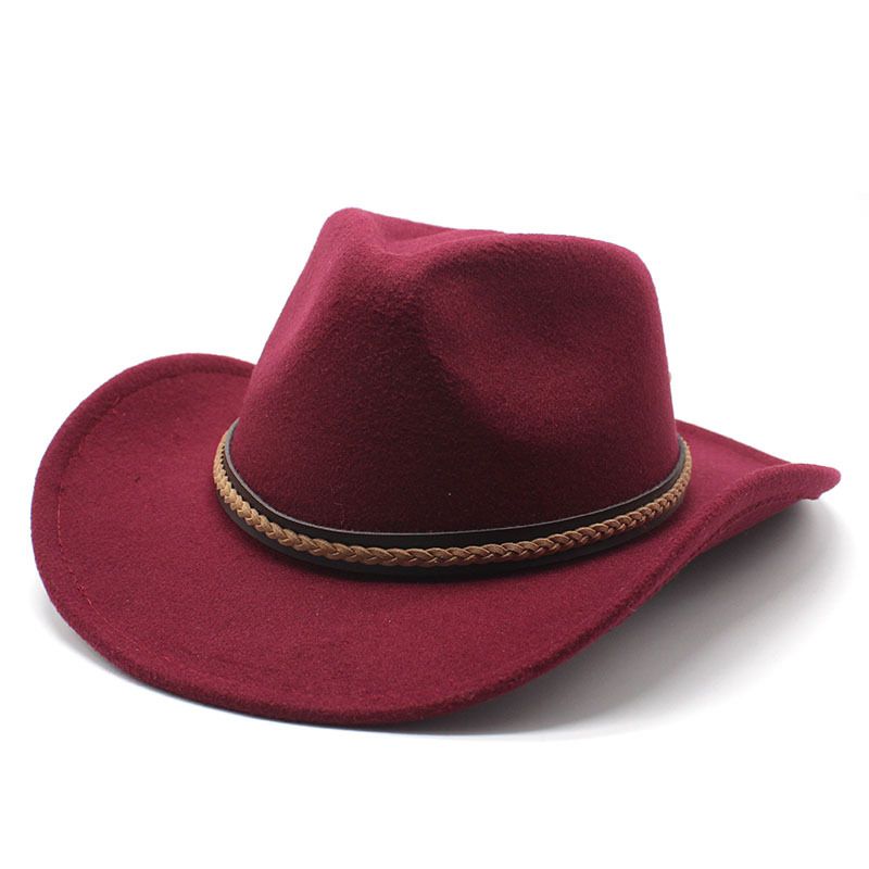 Modny zimowy kapelusz kowbojski z podwiniętym rondem i skórzanym retro dżentelmenem, damską czapką jazzową, kowbojką, kościelną, sombrero_voghion.com