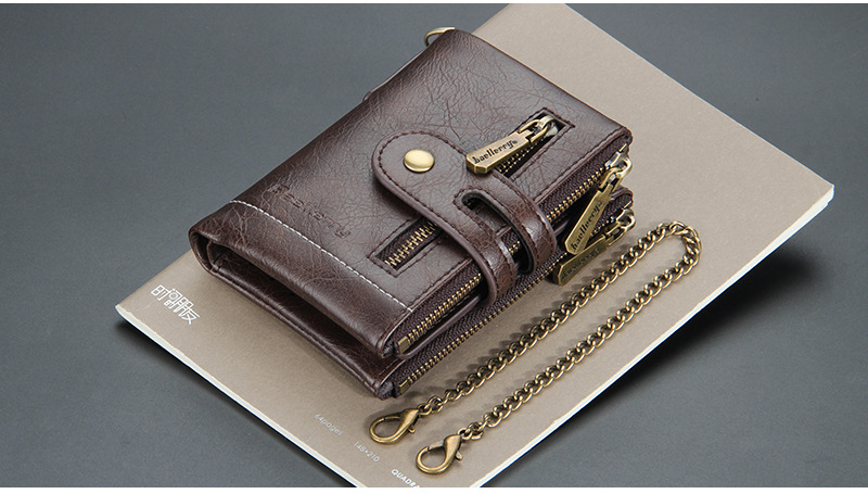 New Men's Short Wallet European And American Business Double Zipper Zero Wallet Multiple Card Slots_voghion.com