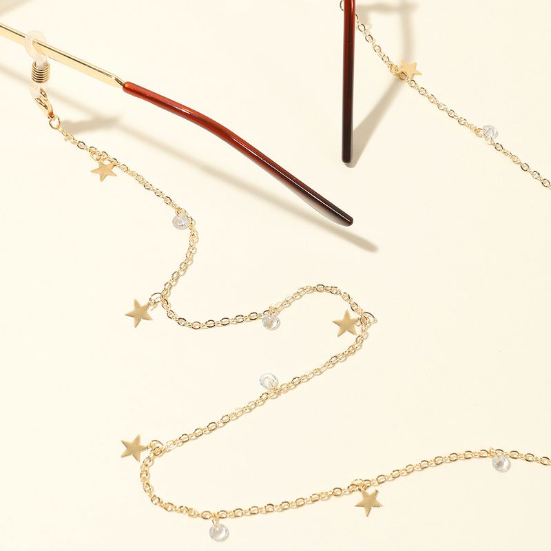 New Mask Fashionable Rhinestone Five-Pointed Star Accessory Glasses Chain Simple Versatile_voghion.com