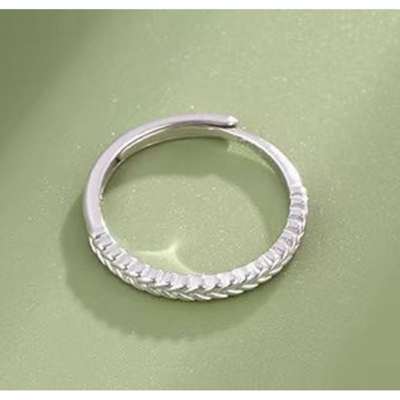 S925 Silberner Weizenährenring für Damen, 2025, neues zartes Nischendesign, bester Freund, Partnerring, schlichtes Band, verstellbar, Index_voghion.com