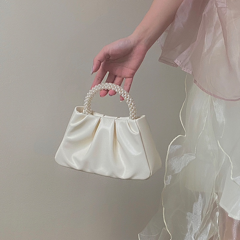 2024 Mini borsa a tracolla singola a spalla singola per telefono cellulare piegata alla moda da donna piccola perla_voghion.com