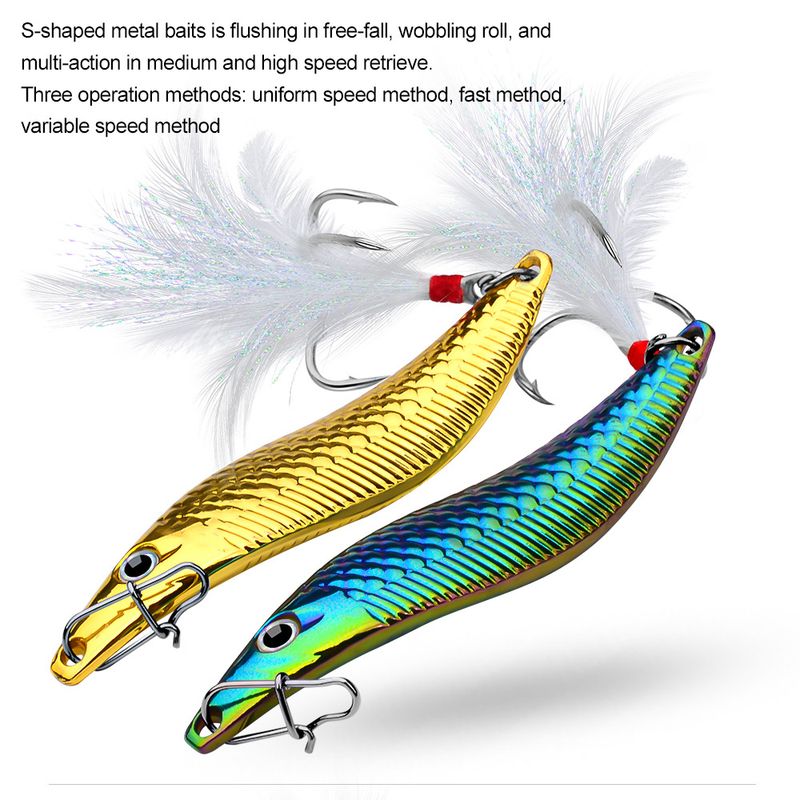 Leech Iron Plate Lure S-Type Long Casting Blood Groove Feather Hook Topmouth Culter Metal Spinner Bait_voghion.com