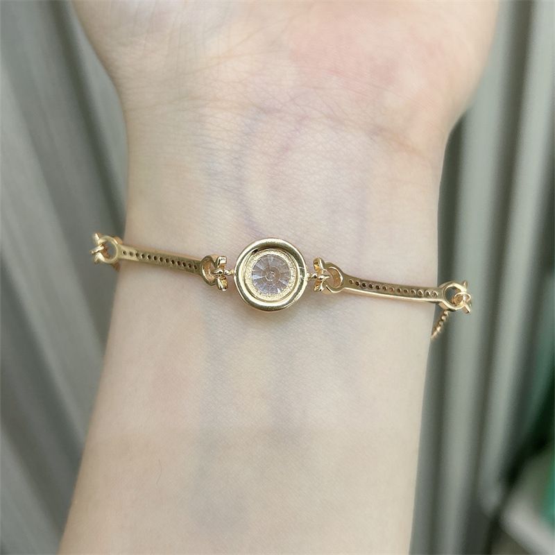 Pulseira feminina com pingente de diamante redondo e joia de coração, luxuosa, simples, com design de nicho, pulseira de personalidade_voghion.com