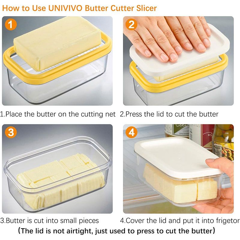 Contenitore per burro da frigorifero - Contenitore con coperchio e coltello per un taglio facile e una conservazione degli alimenti refrigerati_voghion.com