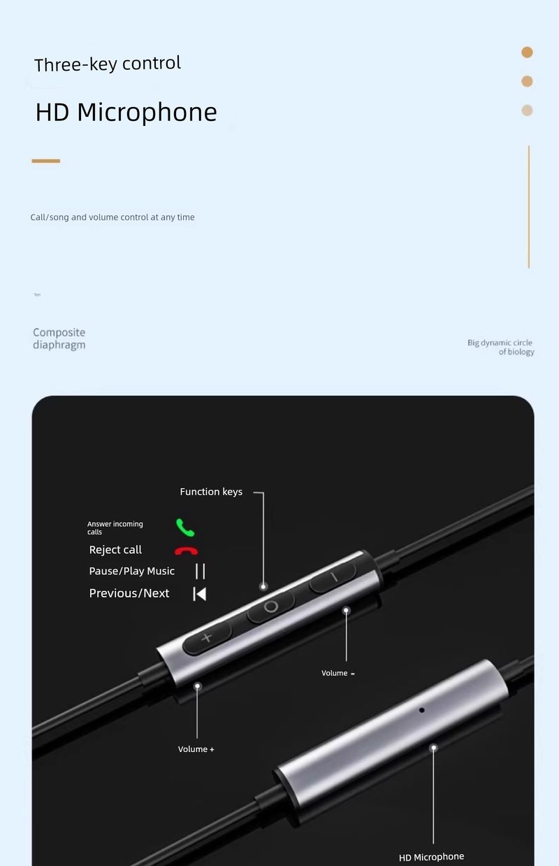 Burmester In-Ear-Headset mit Kabel Hohe HiFi-Klangqualität Digitales Audio Karaoke-Aufnahmespiel_voghion.com