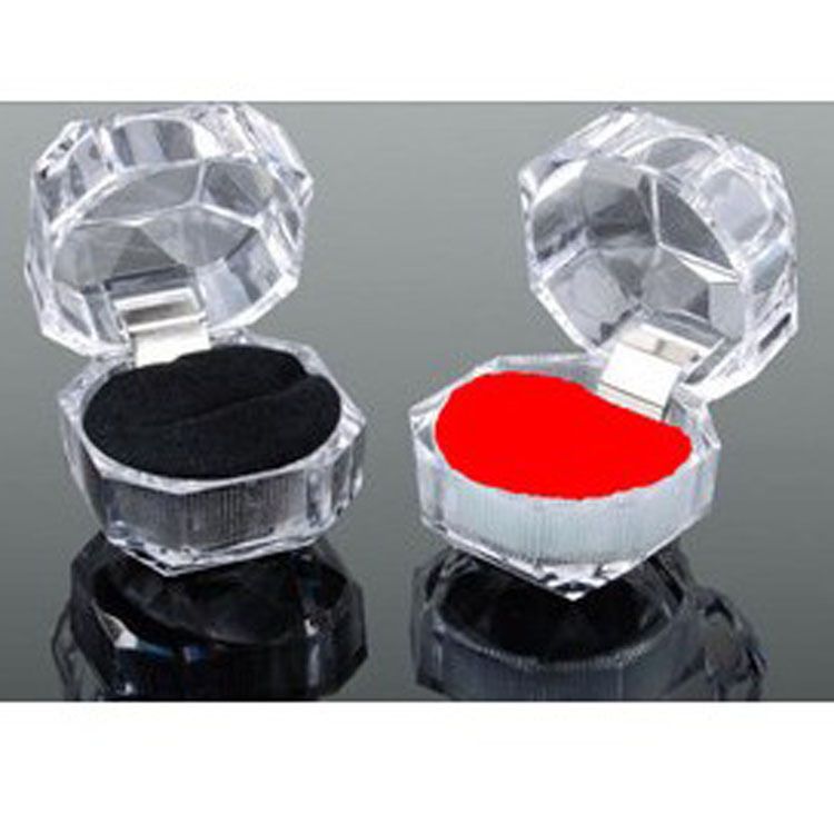 Caja de acero inoxidable para anillos, pendientes, tachuelas y joyas con forro de terciopelo transparente y recto._voghion.com