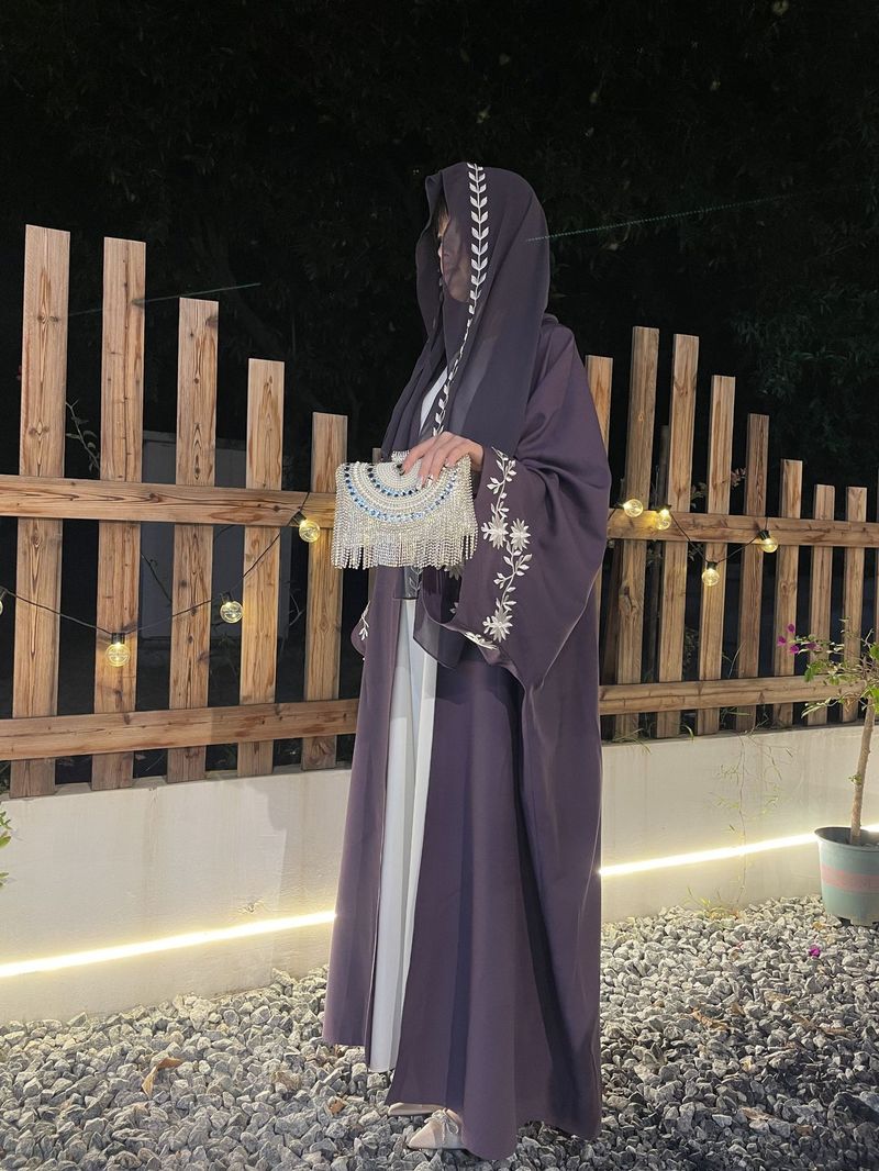 Női ruházat muszlim abaya hímzett kabát lila hímzett köntös ruha_voghion.com