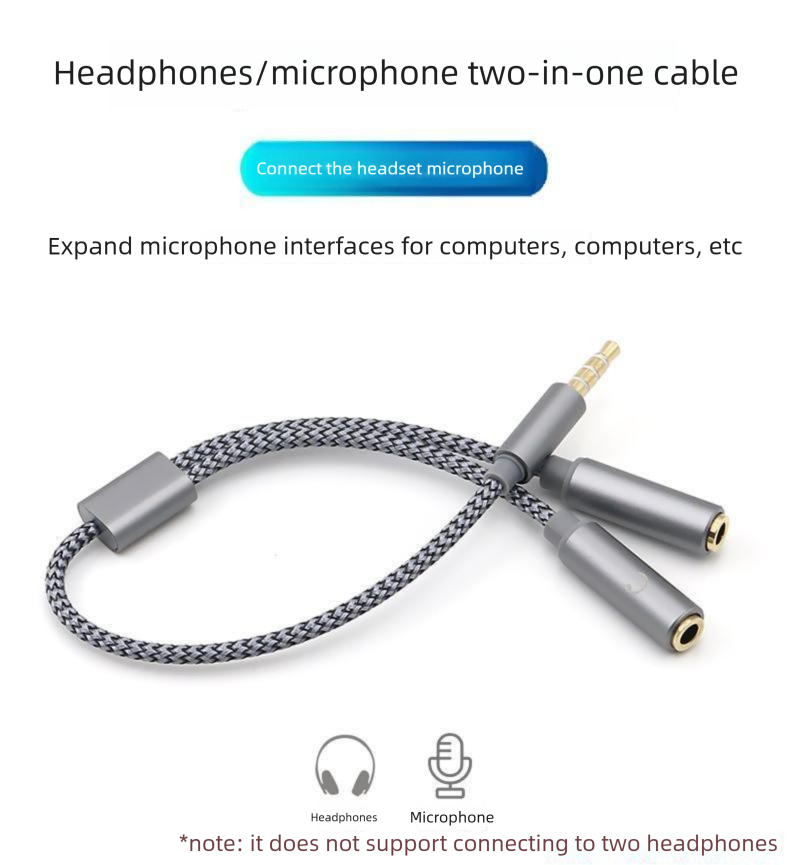 Zestaw słuchawkowy do laptopa 2 w 1, adapter audio i mikrofonu, rozdzielacz jeden do dwóch, komputer stacjonarny_voghion.com
