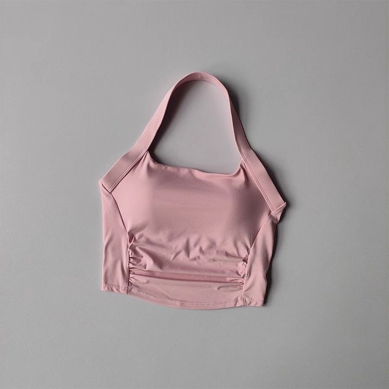 All-in-One Sports Shockproof Gathered Outer Breathable Running Bra Beautiful Back Halter Yoga Vest For Women_voghion.com