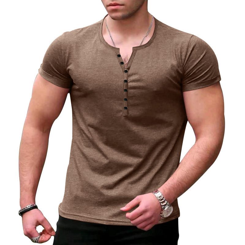 Maglietta dimagrante Henry Shirt da uomo, tinta unita, con bottoni, collezione estiva 2025, di qualità imbattibile_voghion.com