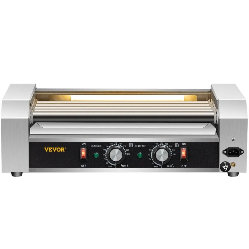 Det Temp Dual 12 con rulli caldi e luce LED per cani, macchina in acciaio inox, capacità di riscaldamento, controllo del cane, 5 rulli, 750 W, cottura a caldo_voghion.com