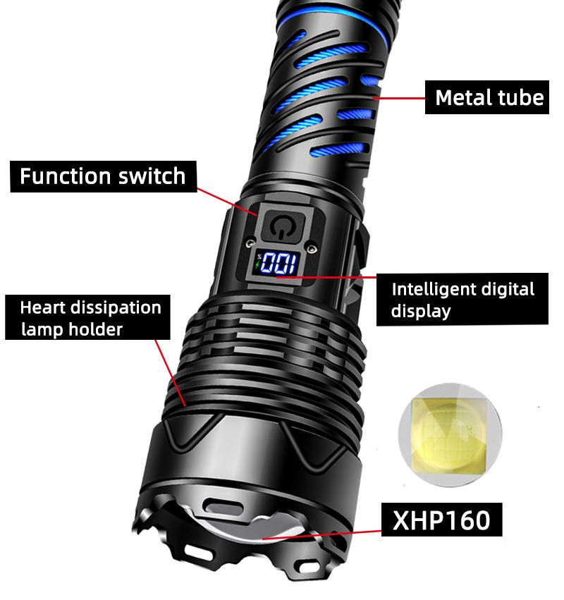 Super-Laserkanone Outdoor Ultrahelle Langstrecken-Zoom Tragbare Notfall-LED-Taschenlampe Wiederaufladbar_voghion.com