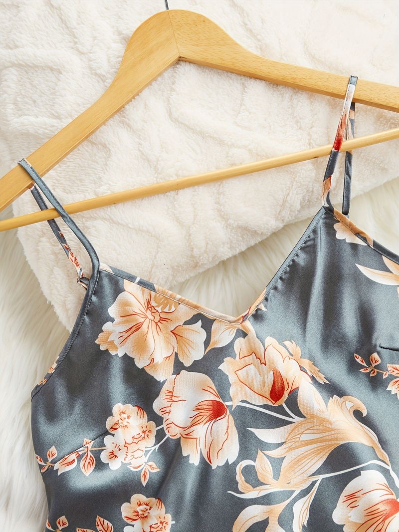 Neu Satin Dünne Drei-Stück Gedruckt Pyjamas Shorts Hosen Langarm Set frauen Homewear_voghion.com