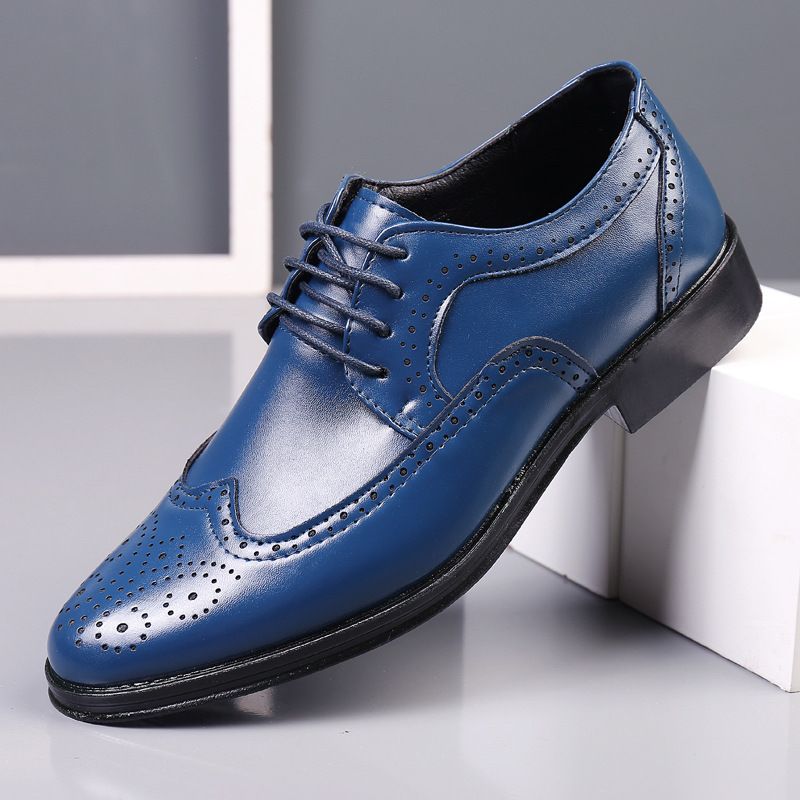 Euro Step 2025 Spring New Large Size British Office Brogue Carved Business Formal Men's Leather Shoes_voghion.com