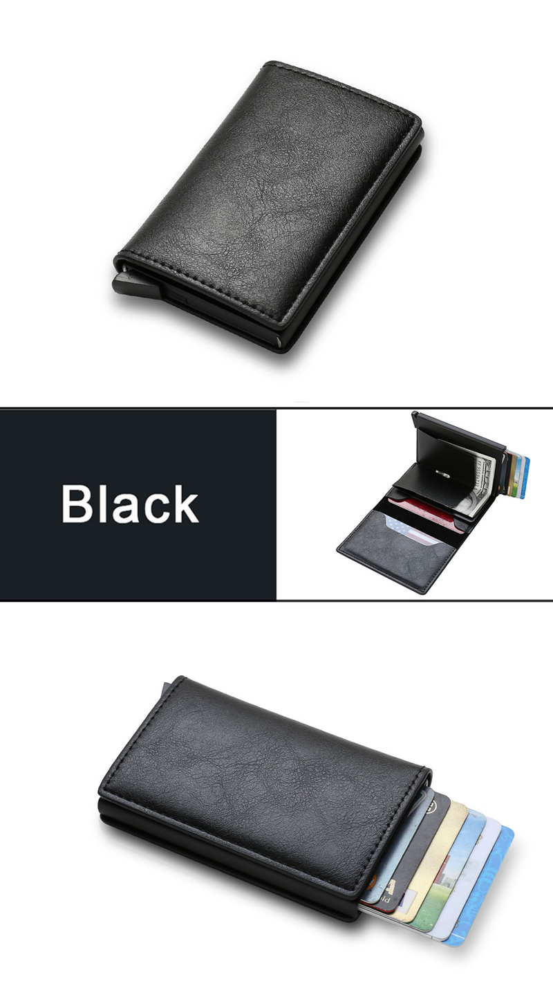 Kohlefaser-Kartenhalter-Geldbörsen für Herren, RFID-schwarz, magisches Trifold-Leder, schlanke Mini-Geldbörse, kleine Geldtasche, männliche Geldbörsen_voghion.com