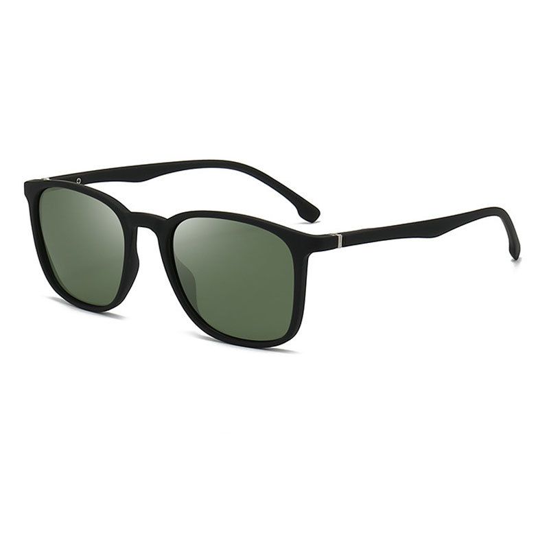 Polarisierte Sonnenbrille für Herren, Sandschwarz, fürs Radfahren, Autofahren, Angeln, HD-Sport, quadratischer Rahmen, PC_voghion.com