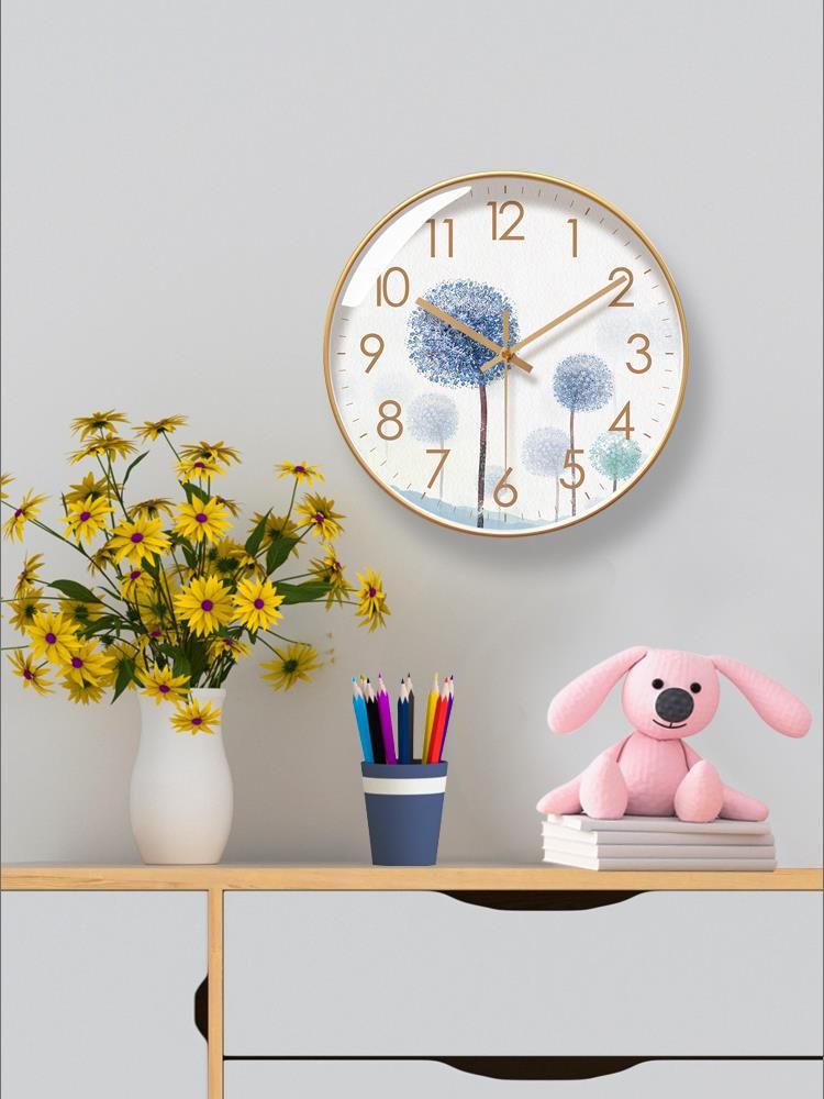 Orologio al quarzo silenzioso con secondi continui, stile pastorale, semplice, da parete, con fiore di tarassaco, Yipula 6260_voghion.com