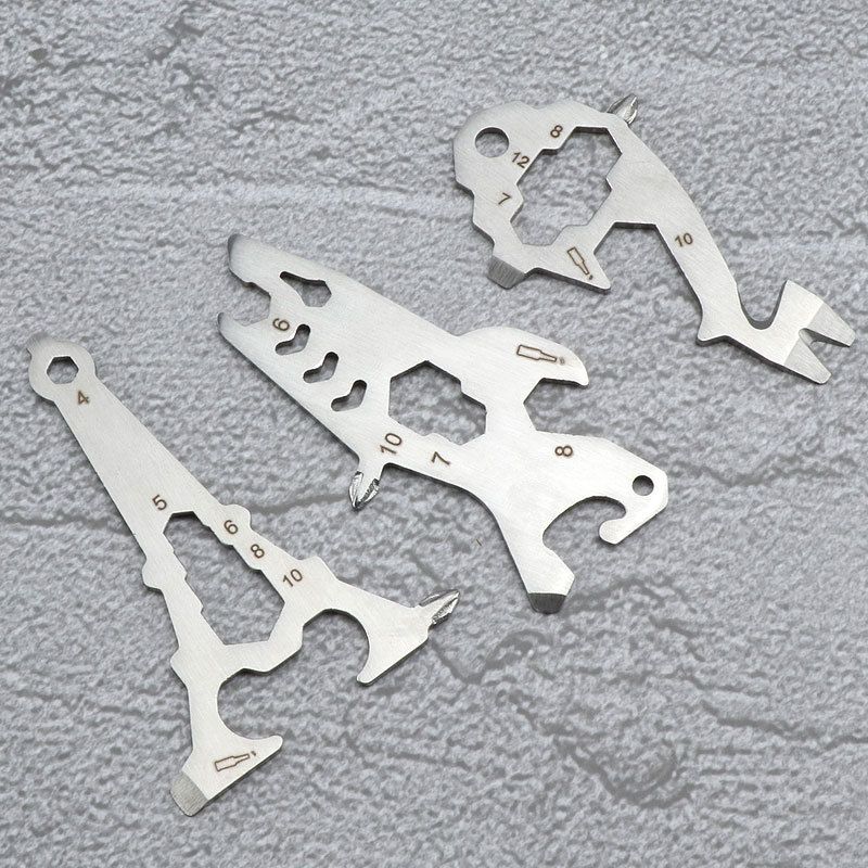 Multifunctionele, draagbare, multi-vormige sleutelhanger, flesopener, camping, roestvrij staal, creatieve gereedschapskaart_voghion.com