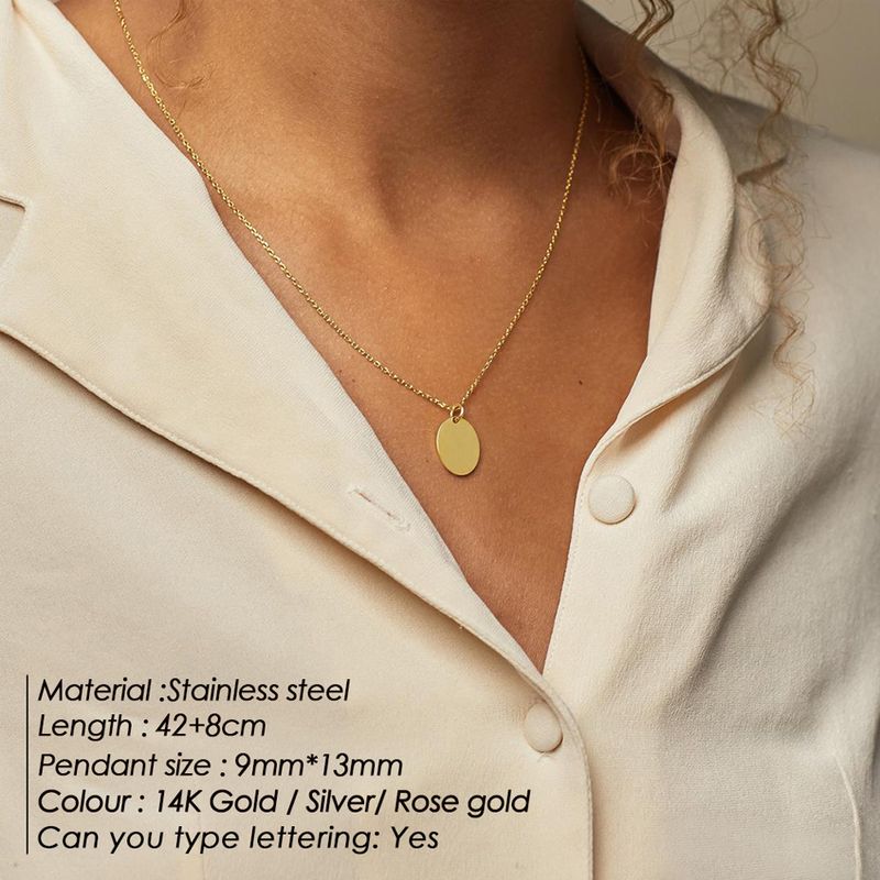 Heiße Verkäufe eManco Oval Edelstahl Anhänger Halskette Gold Farbe Choker Halsketten auf Hals Frauen Schmuck Geschenk_voghion.com