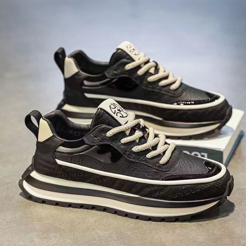 Color-Block Dad Sneakers für Herren, Frühling und Herbst, neue bequeme Lederschuhe, lässig, vielseitig, modisch_voghion.com