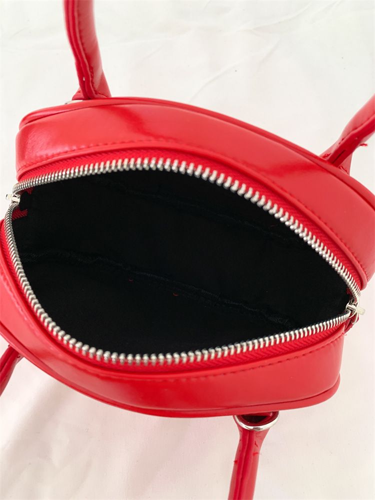 Personalisierte, modische Mini-Schultertasche im Nischenstil, geformte Öffnung aus PU-Leder, weiches Handgefühl in Rot_voghion.com