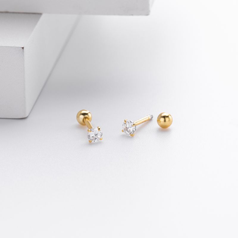 Gioielli da donna in argento sterling S925 con quattro griffe e orecchini a vite con zirconi, gioielli classici versatili, alla moda e semplici da donna_voghion.com