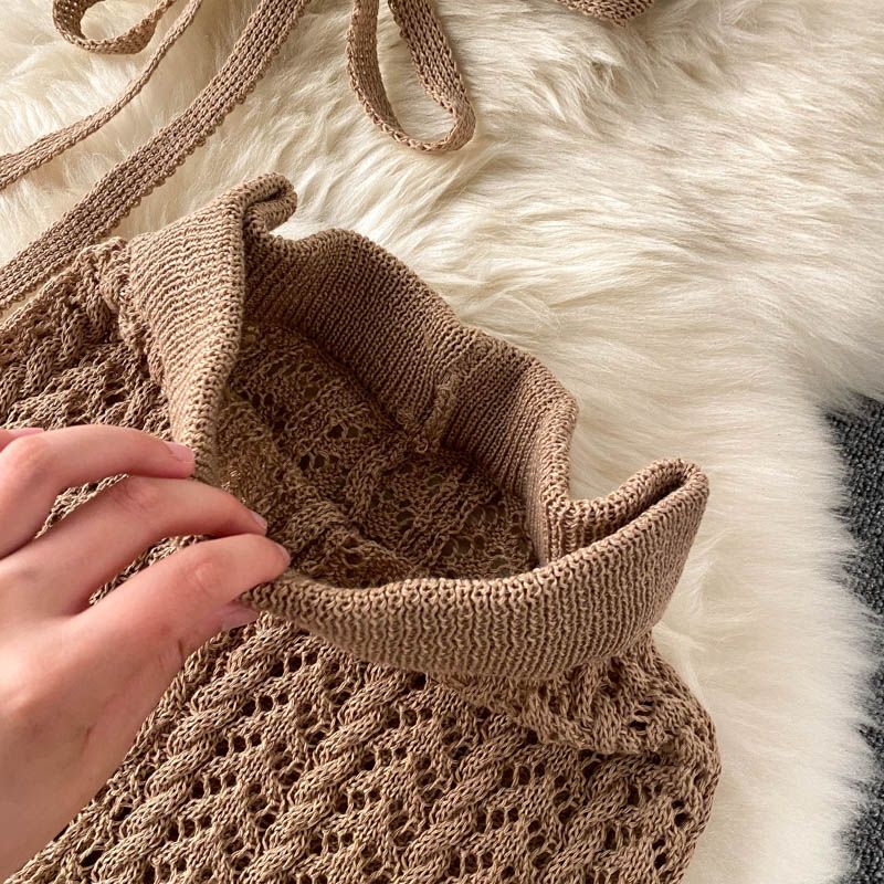 Ženska oblačila za na plažo, obleka za ženske, poletje, seksi bikini z naramnicami in zgornjim delom z ovratnikom, votle pletene hlače s širokimi nogavicami_voghion.com